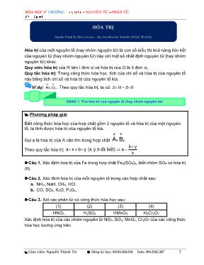 Bài tập Hóa học 8 Hóa trị - Nguyễn Thành Trí